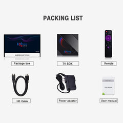 H96 Max 6K Ultra HD Smart TV Box with Remote Controller, Android 10.0, Allwinner H616 Quad Core ARM Cortex-A53, 2GB+16GB, TF Card / USBx2 / AV / HDMI / WIFI,, UK Plug, US Plug, AU Plug
