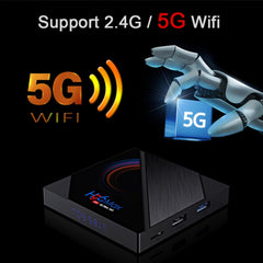 H96 Max 6K Ultra HD Smart TV Box with Remote Controller, Android 10.0, Allwinner H616 Quad Core ARM Cortex-A53, 2GB+16GB, TF Card / USBx2 / AV / HDMI / WIFI,, UK Plug, US Plug, AU Plug