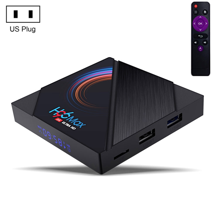 H96 Max 6K Ultra HD Smart TV Box with Remote Controller, Android 10.0, Allwinner H616 Quad Core ARM Cortex-A53, 2GB+16GB, TF Card / USBx2 / AV / HDMI / WIFI,