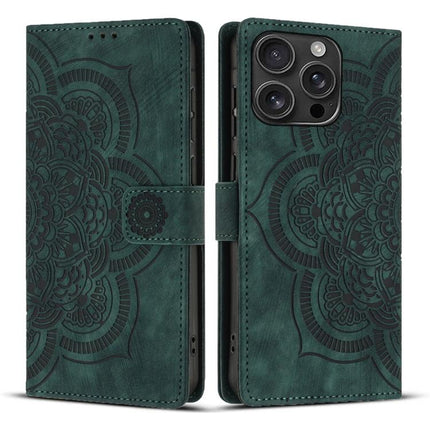 Mandala Embossed Retro Frosted Leather Phone Case, For iPhone Air, For iPhone 16 Pro Max, For iPhone 16 Pro, For iPhone 16 Plus