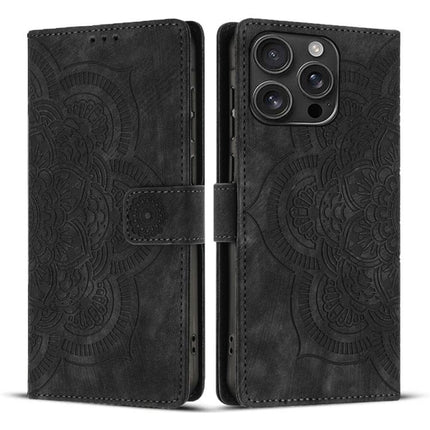 Mandala Embossed Retro Frosted Leather Phone Case, For iPhone Air, For iPhone 16 Pro Max, For iPhone 16 Pro, For iPhone 16 Plus