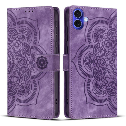 Mandala Embossed Retro Frosted Leather Phone Case, For iPhone Air, For iPhone 16 Pro Max, For iPhone 16 Pro, For iPhone 16 Plus