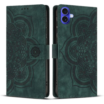 Mandala Embossed Retro Frosted Leather Phone Case, For iPhone Air, For iPhone 16 Pro Max, For iPhone 16 Pro, For iPhone 16 Plus