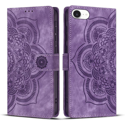 Mandala Embossed Retro Frosted Leather Phone Case, For iPhone 17e / 16e, For iPhone 17 Pro Max, For iPhone 17 Pro, For iPhone 17