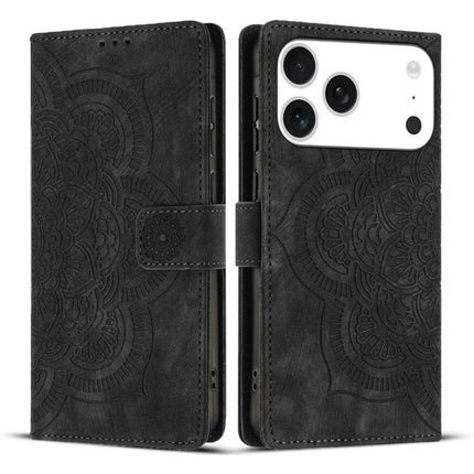 Mandala Embossed Retro Frosted Leather Phone Case, For iPhone 17e / 16e, For iPhone 17 Pro Max, For iPhone 17 Pro, For iPhone 17
