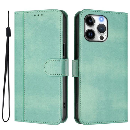 Line Splicing Buckle Retro Leather Phone Case, For iPhone 16 Pro, For iPhone 16 Plus, For iPhone 16