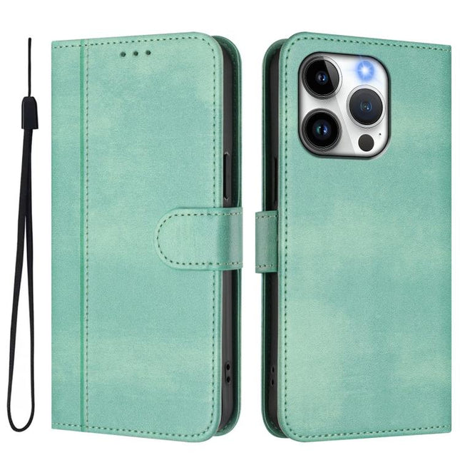 Line Splicing Buckle Retro Leather Phone Case, For iPhone 15 Pro Max, For iPhone 15 Pro, For iPhone 15 Plus