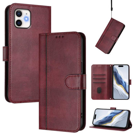 Line Splicing Buckle Retro Leather Phone Case, For iPhone 11 Pro Max, For iPhone 11, For iPhone 11 Pro