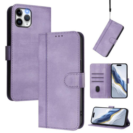 Line Splicing Buckle Retro Leather Phone Case, For iPhone 11 Pro Max, For iPhone 11, For iPhone 11 Pro