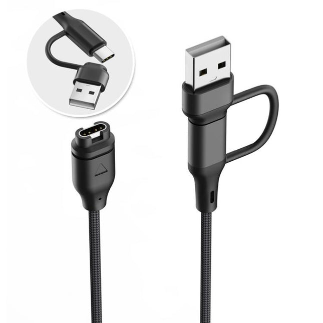 xDfind 2 in 1 Type-C and USB-A Ports Watch Charging Cable, Length: 1m, For Garmin Fenix 8 / 7X / 6S Pro