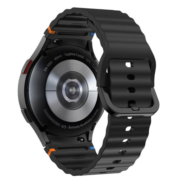 xDfind Wavy Grain Stitched Colorful Buckle Silicone Watch Band, For Samsung Galaxy Watch FE / 7 / 6 / 5 / 4