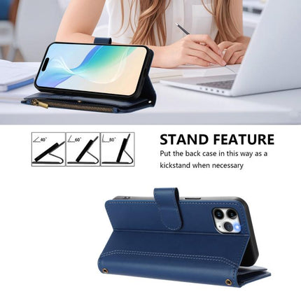 Magnetic Closure 9 Card Slots Zipper Leather Case with Hand Strap, For iPhone 11 Pro Max, For iPhone 11, For iPhone 11 Pro, For iPhone XS / X