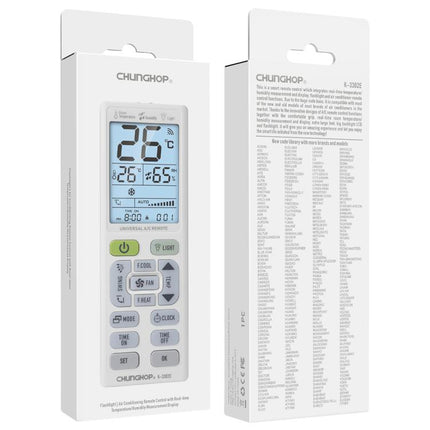 CHUNGHOP K-3302E Universal Air Conditioner Remote Control with Torch and LCD backlight, K-3302E