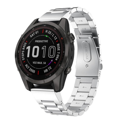 xDfind Three Beads Quick Release Metal Watch Band, For Garmin Fenix 8/7X/6X/5X 26mm, For Garmin Fenix 8/7/6/5 22mm, For Garmin Fenix 8/7S/6S/5S 20mm, For Garmin Forerunner 45/45S/Swim2, For Garmin Forerunner 220/735/735XT/230/235