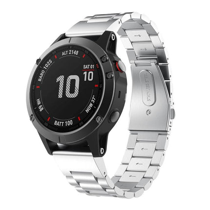 xDfind Three Beads Quick Release Metal Watch Band, For Garmin Fenix 8/7X/6X/5X 26mm, For Garmin Fenix 8/7/6/5 22mm, For Garmin Fenix 8/7S/6S/5S 20mm, For Garmin Forerunner 45/45S/Swim2, For Garmin Forerunner 220/735/735XT/230/235
