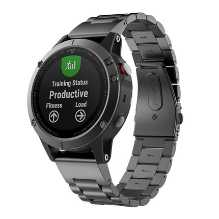 xDfind Three Beads Quick Release Metal Watch Band, For Garmin Fenix 8/7X/6X/5X 26mm, For Garmin Fenix 8/7/6/5 22mm, For Garmin Fenix 8/7S/6S/5S 20mm, For Garmin Forerunner 45/45S/Swim2, For Garmin Forerunner 220/735/735XT/230/235