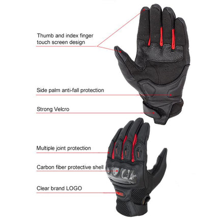 SOMAN  MG21 Motorcycle Sheepskin Carbon Fiber Gloves Off-road Riding Anti-slip Gloves, M, L, XL, XXL