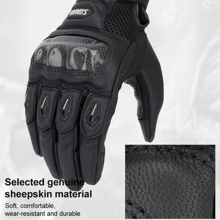 SOMAN  MG21 Motorcycle Sheepskin Carbon Fiber Gloves Off-road Riding Anti-slip Gloves, M, L, XL, XXL