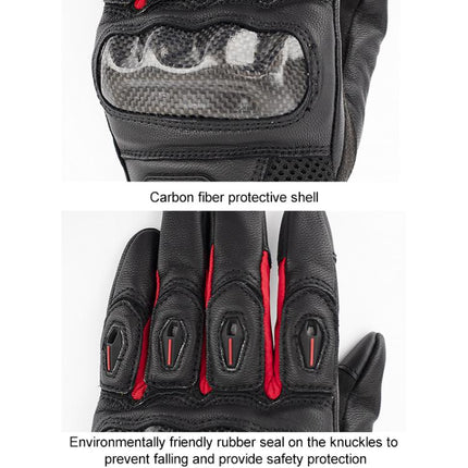 SOMAN  MG21 Motorcycle Sheepskin Carbon Fiber Gloves Off-road Riding Anti-slip Gloves, M, L, XL, XXL