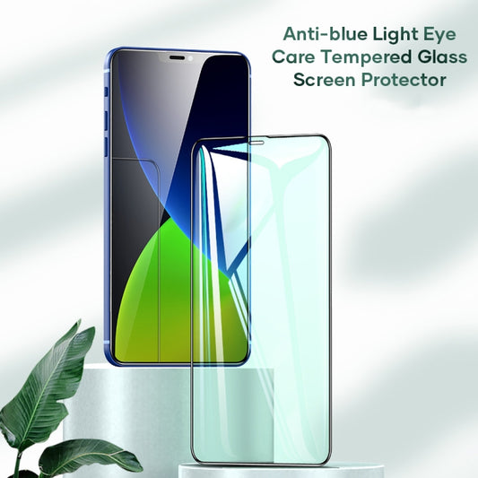 ROCK 2.5D Green Light Eye Protection Anti-blue Light Full Screen Tempered Glass Film, For iPhone 12 mini, For iPhone 12 / 12 Pro, For iPhone 12 Pro Max