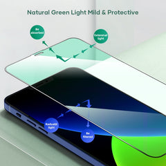 ROCK 2.5D Green Light Eye Protection Anti-blue Light Full Screen Tempered Glass Film, For iPhone 12 mini, For iPhone 12 / 12 Pro, For iPhone 12 Pro Max