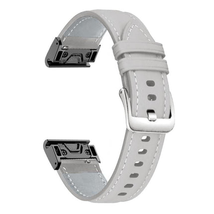 xDfind Silver Buckle Leather Quick Release Watch Band, For Garmin Fenix 7 / 7X / 6X 26mm, For Garmin Fenix 7 / 7X / 6X 22mm