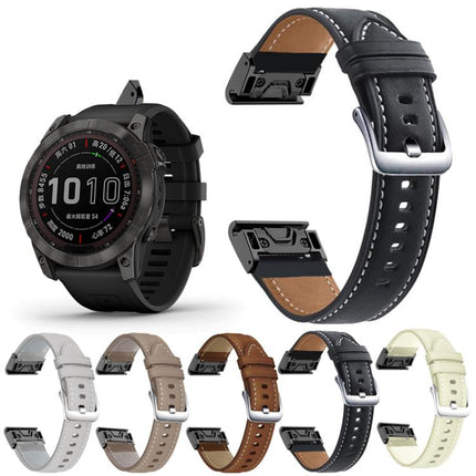 xDfind Silver Buckle Leather Quick Release Watch Band, For Garmin Fenix 7 / 7X / 6X 26mm, For Garmin Fenix 7 / 7X / 6X 22mm