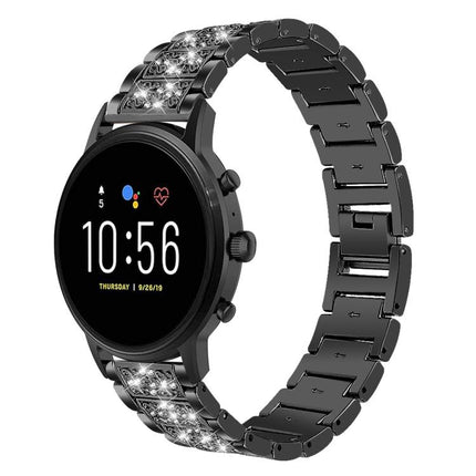xDfind Diamond Jewelry Steel Watch Band, 20mm For Amazfit Active 2 / GTS4 Mini, 22mm For Huawei Watch GT5/GT5 Pro/4/4 Pro, 22mm For Fossil Gen 5 Carlyle/Julianna/Garrett