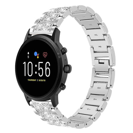 xDfind Diamond Jewelry Steel Watch Band, 20mm For Amazfit Active 2 / GTS4 Mini, 22mm For Huawei Watch GT5/GT5 Pro/4/4 Pro, 22mm For Fossil Gen 5 Carlyle/Julianna/Garrett