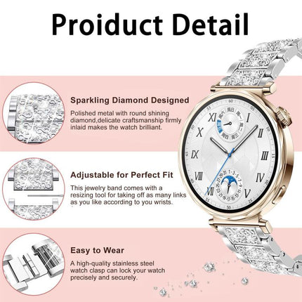 xDfind Diamond Jewelry Steel Watch Band, 20mm For Amazfit Active 2 / GTS4 Mini, 22mm For Huawei Watch GT5/GT5 Pro/4/4 Pro, 22mm For Fossil Gen 5 Carlyle/Julianna/Garrett