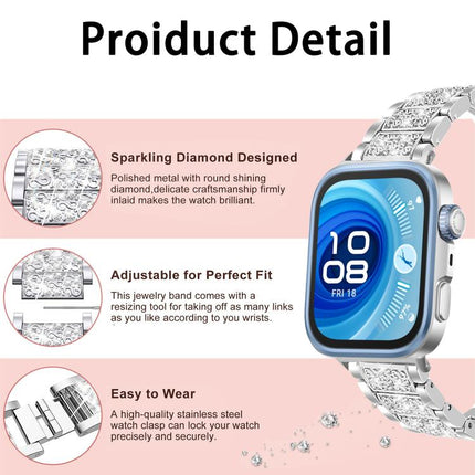 xDfind Diamond Jewelry Stainless Steel Watch Band, For Huawei Watch Fit 5 / Fit 5 Pro 20mm, For Huawei Band 10 / 9 / 8 14mm