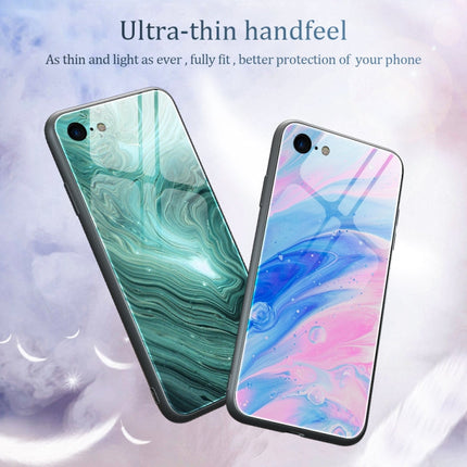Marble Pattern Glass Protective Case, For iPhone SE 2022 / SE 2020 / 8 / 7, For iPhone X