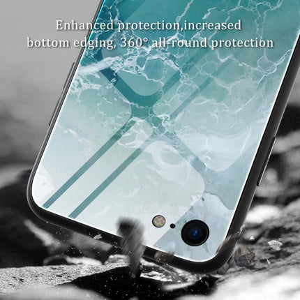 Marble Pattern Glass Protective Case, For iPhone SE 2022 / SE 2020 / 8 / 7, For iPhone X