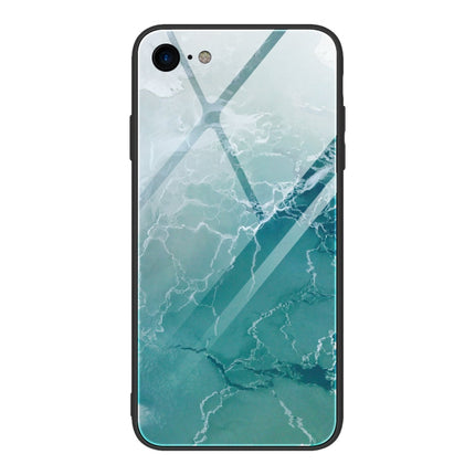 Marble Pattern Glass Protective Case, For iPhone SE 2022 / SE 2020 / 8 / 7, For iPhone X