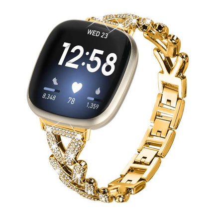 20mm xDfind Small Twist Diamond Metal Watch Band, For Fitbit Versa 4 / 3 / Sense / Sense 2