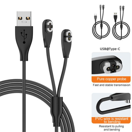 2 in 1 Magnetic Charging Cable For Shokz Bone Conduction Earphone, USB to 2 Pin / 4 Pin, Type-C to 2 Pin / 4 Pin