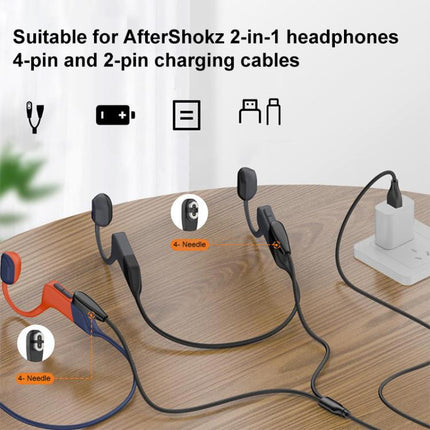 2 in 1 Magnetic Charging Cable For Shokz Bone Conduction Earphone, USB to 2 Pin / 4 Pin, Type-C to 2 Pin / 4 Pin