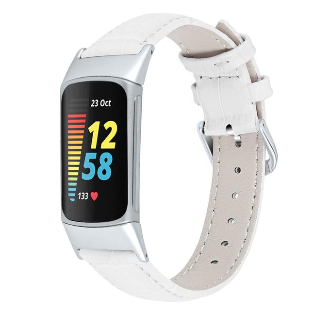 xDfind Bamboo Texture Pin Buckle Leather Watch Band, For Fitbit Charge 6 / 5 18mm, For Fitbit Inspire 3 12mm, For Fitbit Versa 4 / 3 / Sense2 / 1 20mm, For Fitbit Luxe / Special Edition 12mm