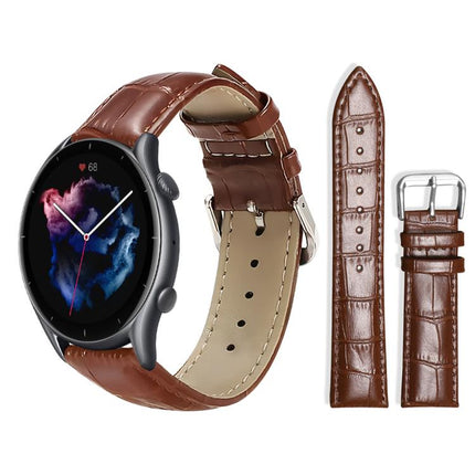 xDfind Bamboo Texture Pin Buckle Leather Watch Band, 22mm For Amazfit GTR 4/3/3 Pro/Bip6/Bip5, 20mm For Amazfit GTS4 mini/GTS3/2/2E