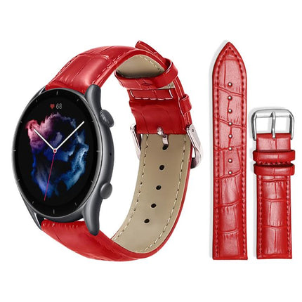 xDfind Bamboo Texture Pin Buckle Leather Watch Band, 22mm For Amazfit GTR 4/3/3 Pro/Bip6/Bip5, 20mm For Amazfit GTS4 mini/GTS3/2/2E