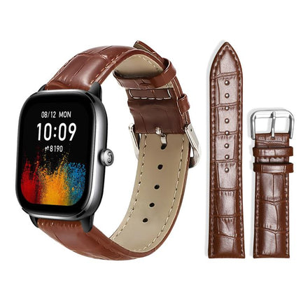 xDfind Bamboo Texture Pin Buckle Leather Watch Band, 22mm For Amazfit GTR 4/3/3 Pro/Bip6/Bip5, 20mm For Amazfit GTS4 mini/GTS3/2/2E