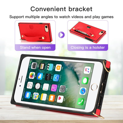 Wrist Strap PU+TPU Shockproof Protective Case with Crossbody Lanyard & Holder & Card Slot, For iPhone 6, For iPhone 7 / 8 / SE 2020, For iPhone 6 Plus, For iPhone 8 Plus / 7 Plus