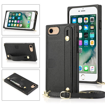 Wrist Strap PU+TPU Shockproof Protective Case with Crossbody Lanyard & Holder & Card Slot, For iPhone 6, For iPhone 7 / 8 / SE 2020, For iPhone 6 Plus, For iPhone 8 Plus / 7 Plus