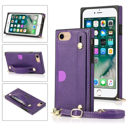 Wrist Strap PU+TPU Shockproof Protective Case with Crossbody Lanyard & Holder & Card Slot, For iPhone 6, For iPhone 7 / 8 / SE 2020, For iPhone 6 Plus, For iPhone 8 Plus / 7 Plus