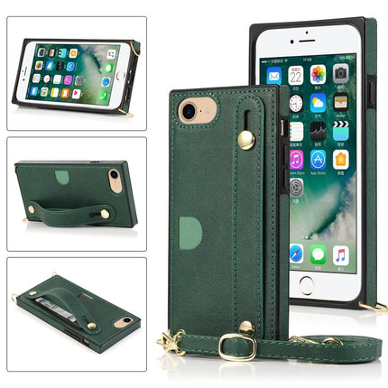 Wrist Strap PU+TPU Shockproof Protective Case with Crossbody Lanyard & Holder & Card Slot, For iPhone 6, For iPhone 7 / 8 / SE 2020, For iPhone 6 Plus, For iPhone 8 Plus / 7 Plus