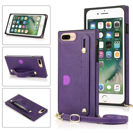 Wrist Strap PU+TPU Shockproof Protective Case with Crossbody Lanyard & Holder & Card Slot, For iPhone 6, For iPhone 7 / 8 / SE 2020, For iPhone 6 Plus, For iPhone 8 Plus / 7 Plus