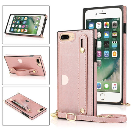 Wrist Strap PU+TPU Shockproof Protective Case with Crossbody Lanyard & Holder & Card Slot, For iPhone 6, For iPhone 7 / 8 / SE 2020, For iPhone 6 Plus, For iPhone 8 Plus / 7 Plus