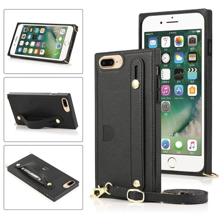 Wrist Strap PU+TPU Shockproof Protective Case with Crossbody Lanyard & Holder & Card Slot, For iPhone 6, For iPhone 7 / 8 / SE 2020, For iPhone 6 Plus, For iPhone 8 Plus / 7 Plus