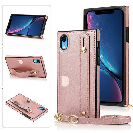 Wrist Strap PU+TPU Shockproof Protective Case with Crossbody Lanyard & Holder & Card Slot, For iPhone XS / X, For iPhone XR, For iPhone XS Max, For iPhone 11