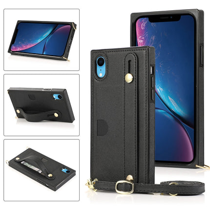 Wrist Strap PU+TPU Shockproof Protective Case with Crossbody Lanyard & Holder & Card Slot, For iPhone XS / X, For iPhone XR, For iPhone XS Max, For iPhone 11